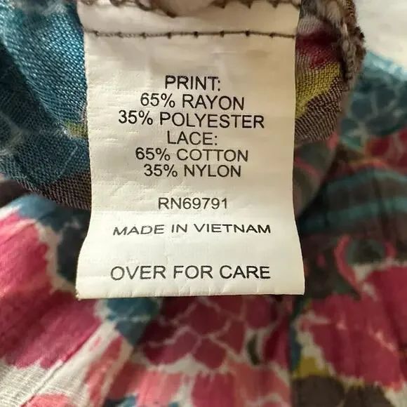 Fig And Flowers Top Womens 3X Pink Floral Long Sleeve Lightweight Boho Cottage - Picture 8 of 13